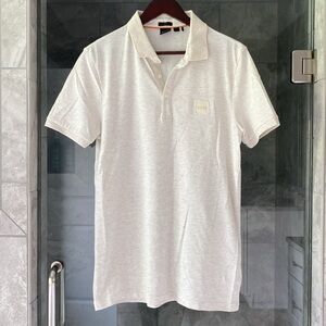 Boss slim fit ivory button down shirt size L